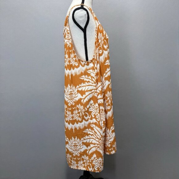 Rachel Zoe Mini Dress XL Halterneck Linen Blend Cover-Up Tropical Floral Resort - Picture 4 of 8